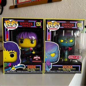 Stranger Things Eddie Munson and Vecna Funko Pop Black Light Edition